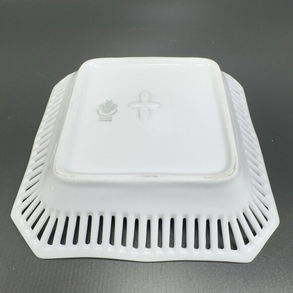 Schwarzenhammer Bavaria Hand Painted Square Reticulated Edge Dish Tray Plate VTG - Picture 8 of 10